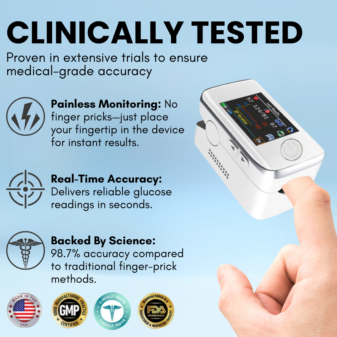 Glycenx™ Precision Glucose Monitoring Device [𝟡𝟡% Accuracy] |💕No More Finger Pricks!