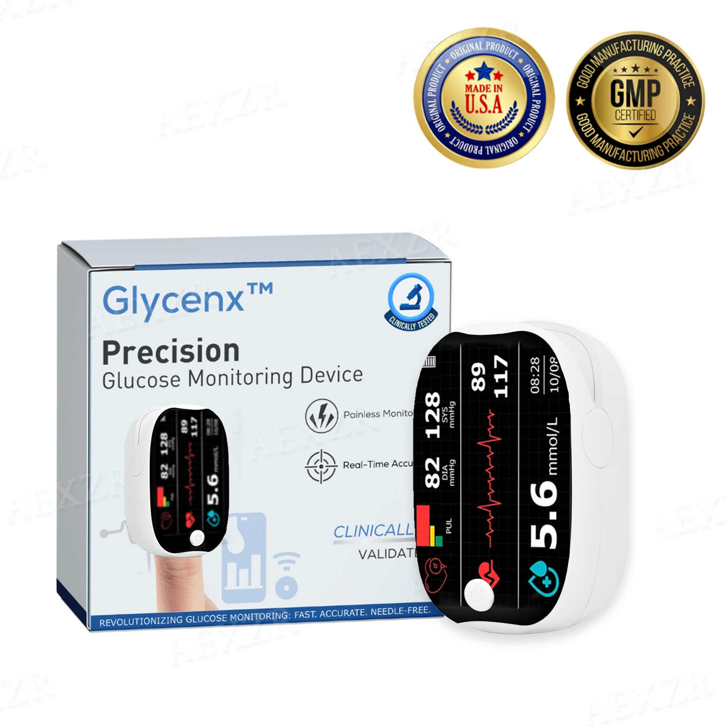 Glycenx™ Precision Glucose Monitoring Device [𝟡𝟡% Accuracy] |💕No More Finger Pricks!