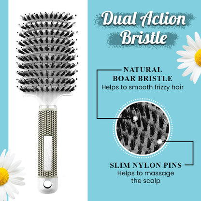 Detangling Nylon Bristle Brush | 🌟 Tangle-Free Hair, Effortlessly!