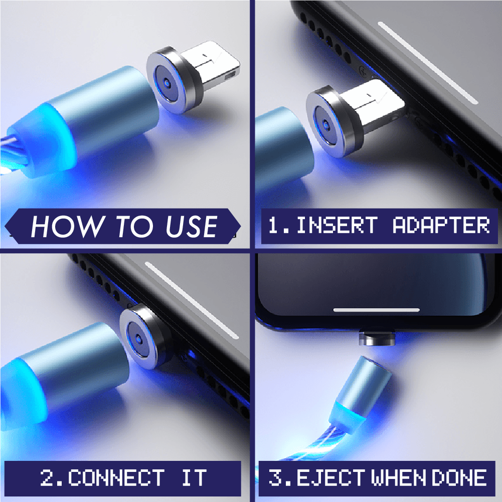 3 in 1 LED Magnetic Charging Cable